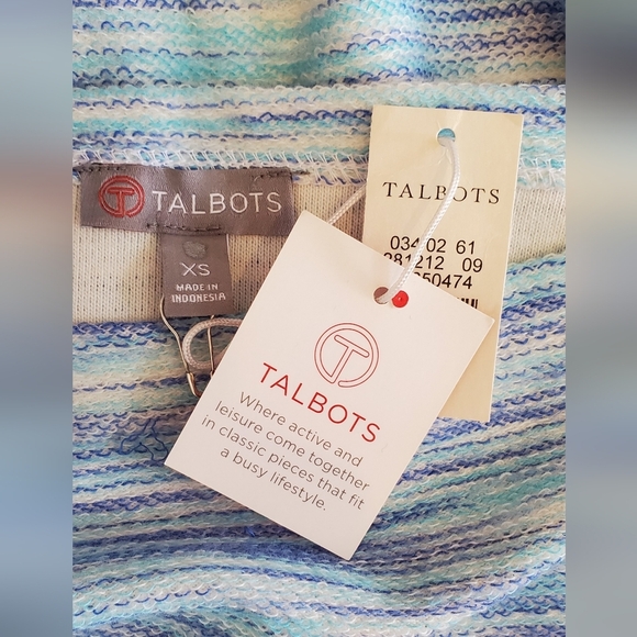 💚5/$25 NWT Talbots Blue & Lavender Striped Women's Knit Top Size XS - Picture 6 of 8